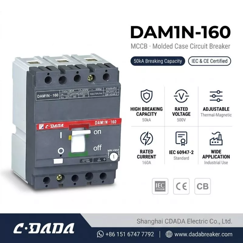 CDADA ослободува прекинувач со висок капацитет DAM1N-160 160A MCCB